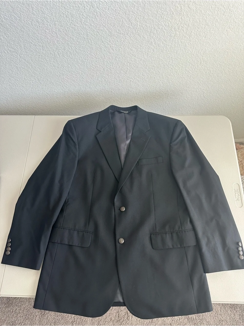 Jos. A. Bank Black 100% Wool Suit Jacket 43R 2-Button Notch Lapel Single Vent